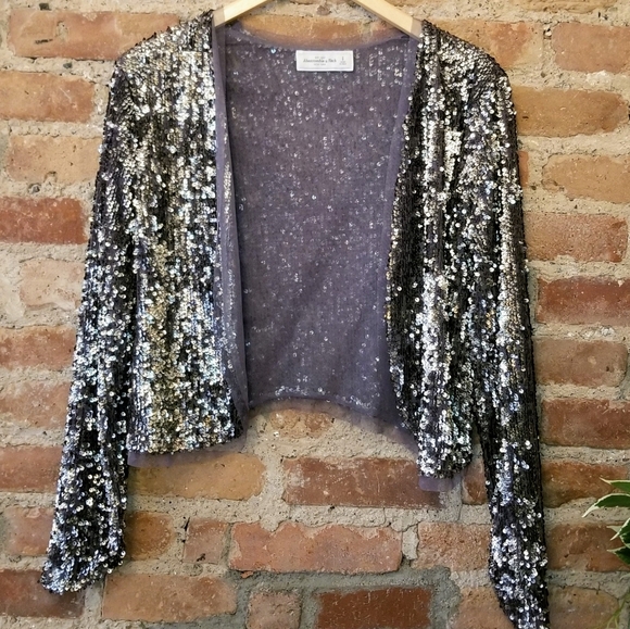 Sequin Jacket With Tulle Trim - Picture 2 of 6